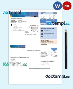 sample Morocco National Bureau of Electricity utility bill Word and PDF template download