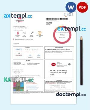 sample Spain EDP utility bill Word and PDF template download