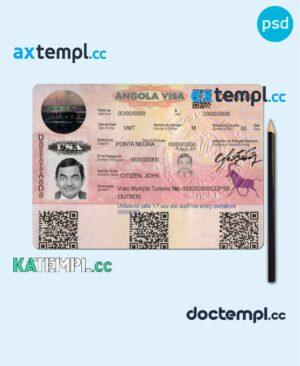 sample Angola entry visa PSD template, version 2 download