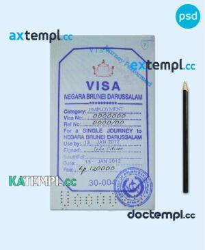 sample Brunei stamp tourist visa PSD template download