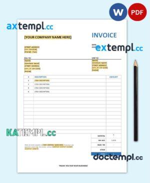sample Free Invoice with Sales Tax template in word and pdf format download