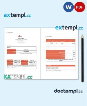 sample Free Simple Freelance Invoice template in word and pdf format download