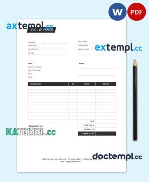 sample Free Tax Invoice template in word and pdf format download