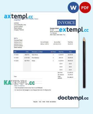 sample Free Transportation Invoice template in word and pdf format download