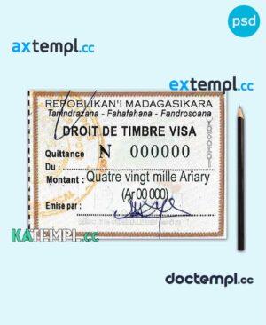 sample Madagascar visa stamp PSD template, with fonts download