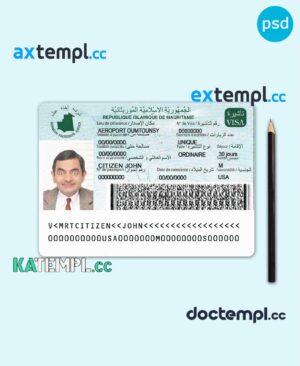 sample MAURITANIE visa template in PSD format, version 2 download