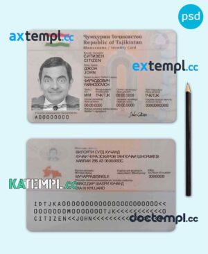 sample Tajikistan ID card PSD template, completely editable download