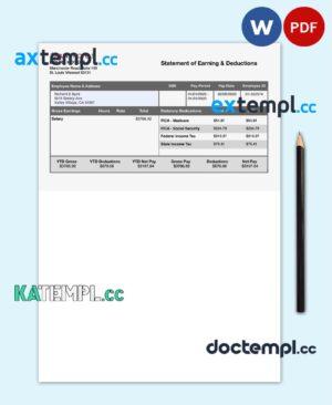 sample DRURY HOTELS earnings statement template in PDF and Word formats download