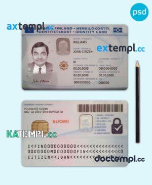sample Finland identity card PSD template, fully editable download