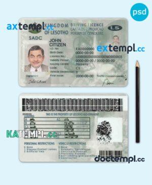sample Lesotho driving license PSD template, with fonts download