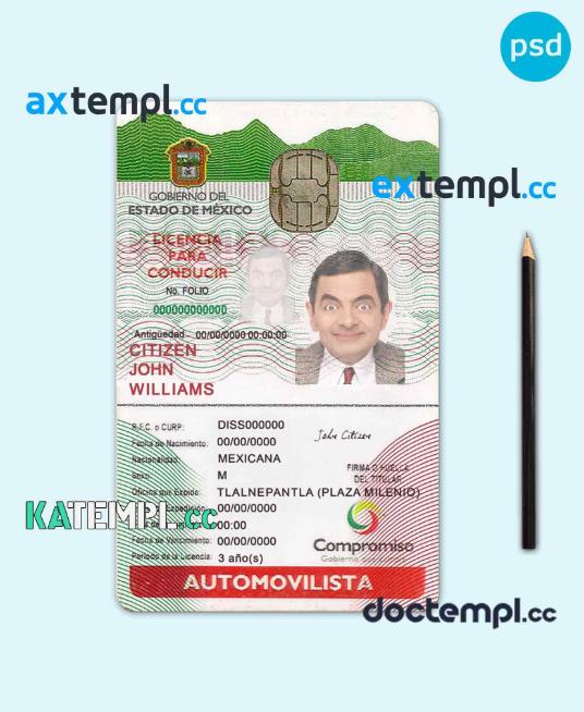 sample Mexico identity card PSD template, version 2 download