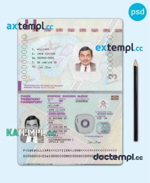 sample Sweden passport template in PSD format, version 2 download