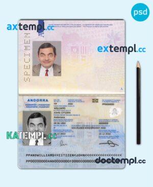sample Andorra passport template in PSD format download