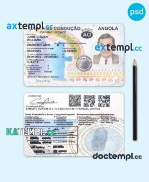 sample Angola driving license template in PSD format, 2018-2028 download