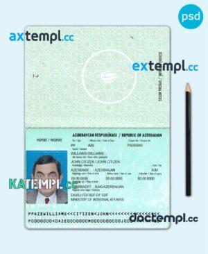 sample Azerbaijan passport template in PSD format, version 2 download