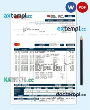 sample CANADA NATIONAL BANK OF CANADA bank statement Word and PDF template download