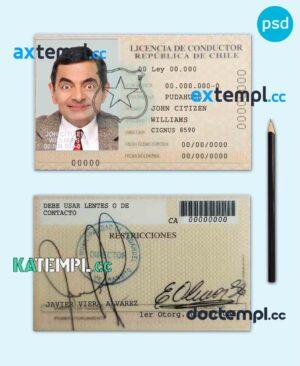 sample Chile licencia de conductor (driving license) template in PSD format download