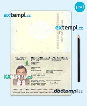 sample Chile passport template in PSD format, version 2 download