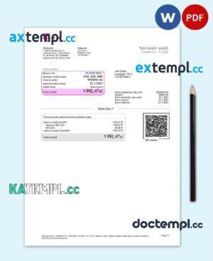 sample Czech Republic T-Mobile utility bill Word and PDF template download