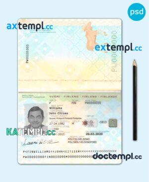 sample Finland passport template in PSD format, 2012 - 2017 download