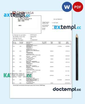 sample INDONESIA CIMB Niaga statement Word and PDF template download
