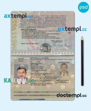 sample Italy passport template in PSD format, version 2 download