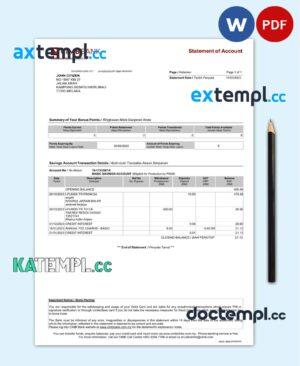 sample Malaysia CIMB bank statement Word and PDF template download