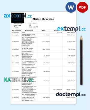 sample Malaysia Central Bank of Malaysia statement Word and PDF template, 6 pages download