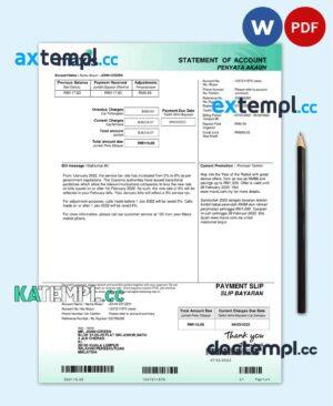 sample Malaysia Maxis bank statement, Word and PDF template, 5 pages download