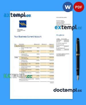 sample Piraeus Bank Business statement Word and PDF template download