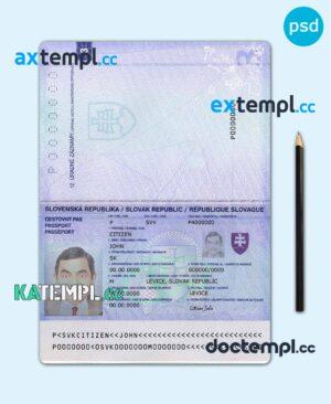 sample Slovakia passport template in PSD format, 2012 download