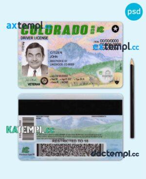 sample USA Colorado driving license template in PSD format, 2022 - present download