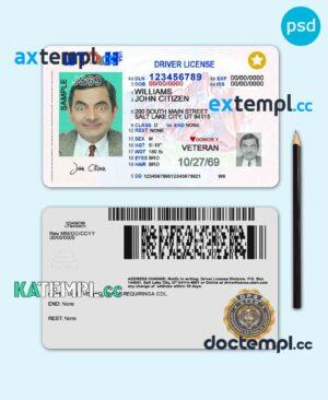 sample USA Utah driving license template in PSD format, 2021 - present download