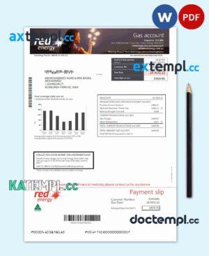 sample AUSTRALIA RED ENERGY utility bill Word and PDF template download