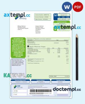 sample AUSTRALIA SSE AIRTRICITY utility bill Word and PDF template download