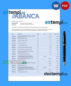 sample Abanca Bank firm account statement Word and PDF template download