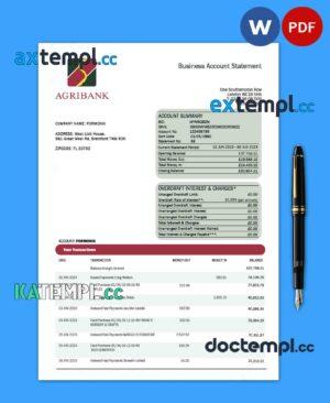 sample AGRIBANK company statement Word and PDF template download
