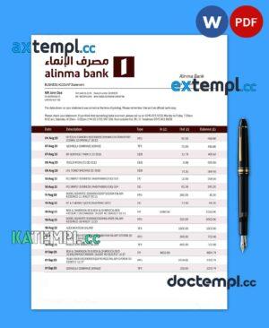 sample ALINMA Bank company statement Word and PDF template download