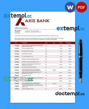 sample AXIS Bank enterprise statement Word and PDF template download