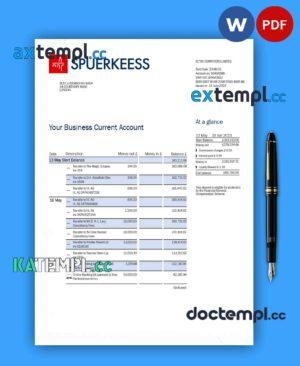 sample Bcee Luxembourg Bank firm account statement Word and PDF template download