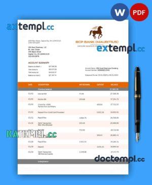 sample Bcp Bank enterprise account statement Word and PDF template download