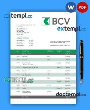 sample Bcv Bank company account statement Word and PDF template download