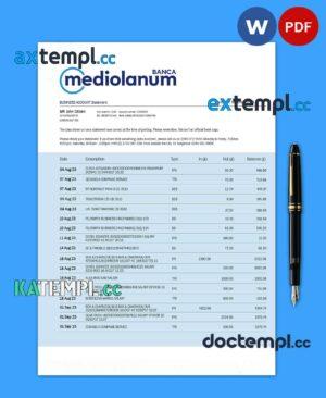 sample Banca Mediolanum firm account statement Word and PDF template download