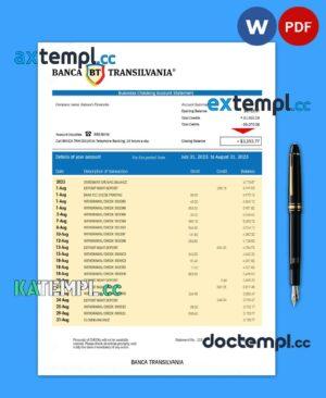 sample Banca Transilvania company account statement Word and PDF template download
