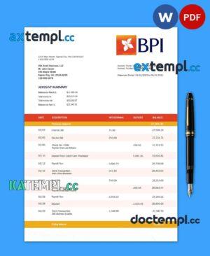 sample Banco Bpi firm account statement Word and PDF template download