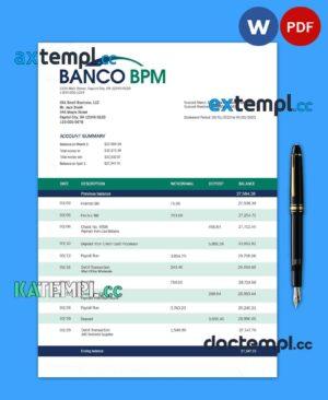 sample BANCO BPM enterprise statement Word and PDF template download