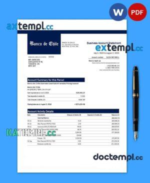 sample BANCO de Chile organization statement Word and PDF template download