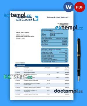 sample Bank AlJazira firm account statement Word and PDF template download