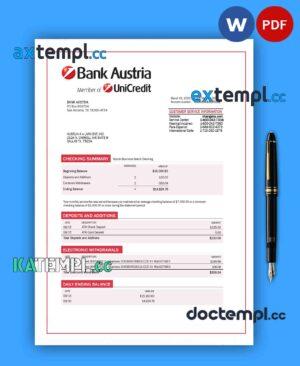 sample BANK Austria organization statement Word and PDF template download