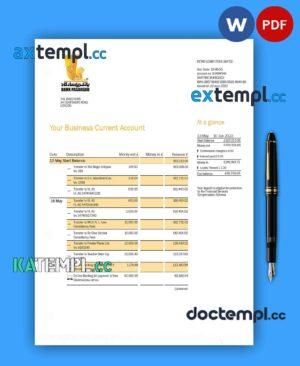 sample BANK Pasargad business statement Word and PDF template download